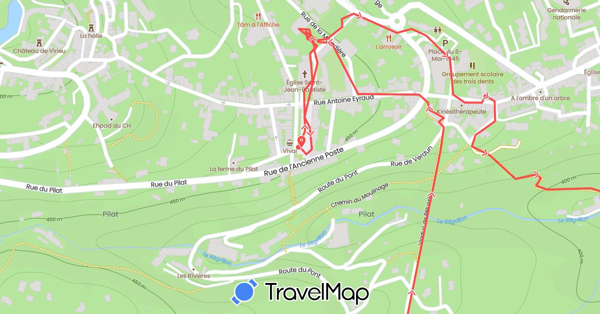 TravelMap itinerary: driving, hiking in France (Europe)