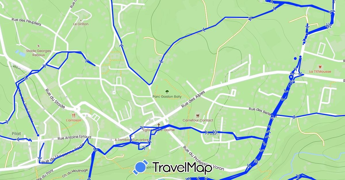 TravelMap itinerary: running in France (Europe)
