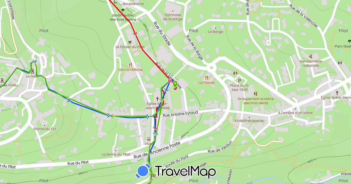 TravelMap itinerary: driving, court, moyen, long in France (Europe)