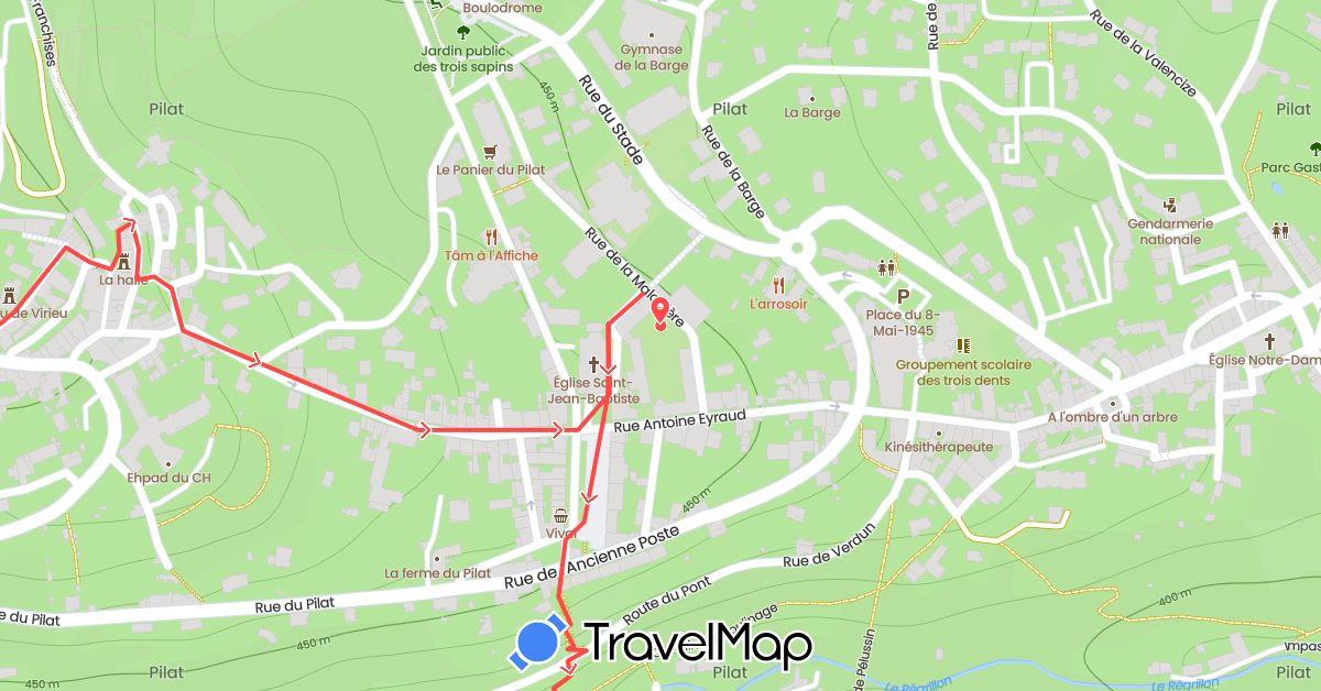 TravelMap itinerary: driving, hiking, court in France (Europe)